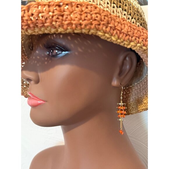 Delicate Orange Beads Earrings - Picture 5 of 5